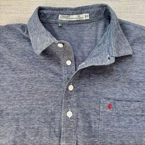 CRIQUET GOLF Mens XL Navy Pinstripe Org. Cotton Short Sleeve Slim Fit Polo Shirt